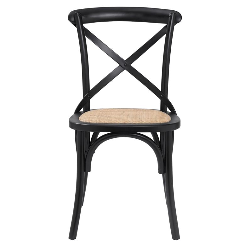 Euro Style - Neyo Side Chair in Black with Natural Rattan Seat (Set of 2) - 08196BLK