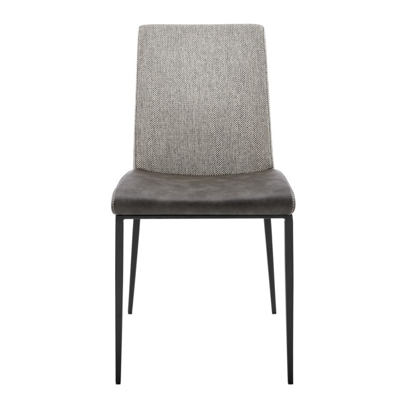 Euro Style - Rasmus Side Chair with Dark Gray Leatherette and Light Gray Fabric with Matte Black Legs (Set of 2) - 30557DKGRY