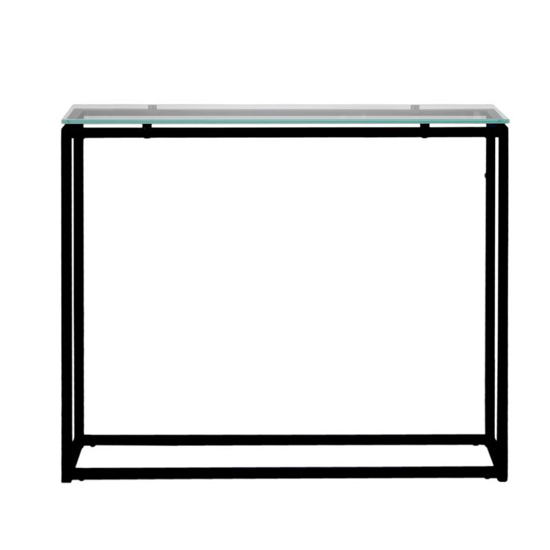 Euro Style - Sandor Console Table with Clear Tempered Glass Top and Black Frame - 28033BLK_CLOSEOUT