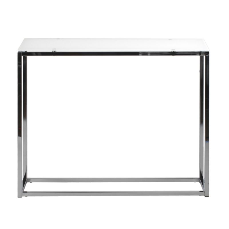 Euro Style - Sandor Console Table with Pure White Tempered Glass Top and Chrome Frame - 28033PUREWHT