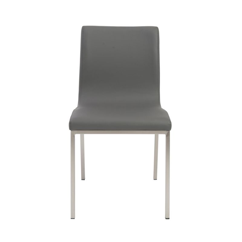 Euro Style - Scott Side Chair in Gray with Brushed Stainless Steel Legs (Set of 2) - 80960GRY