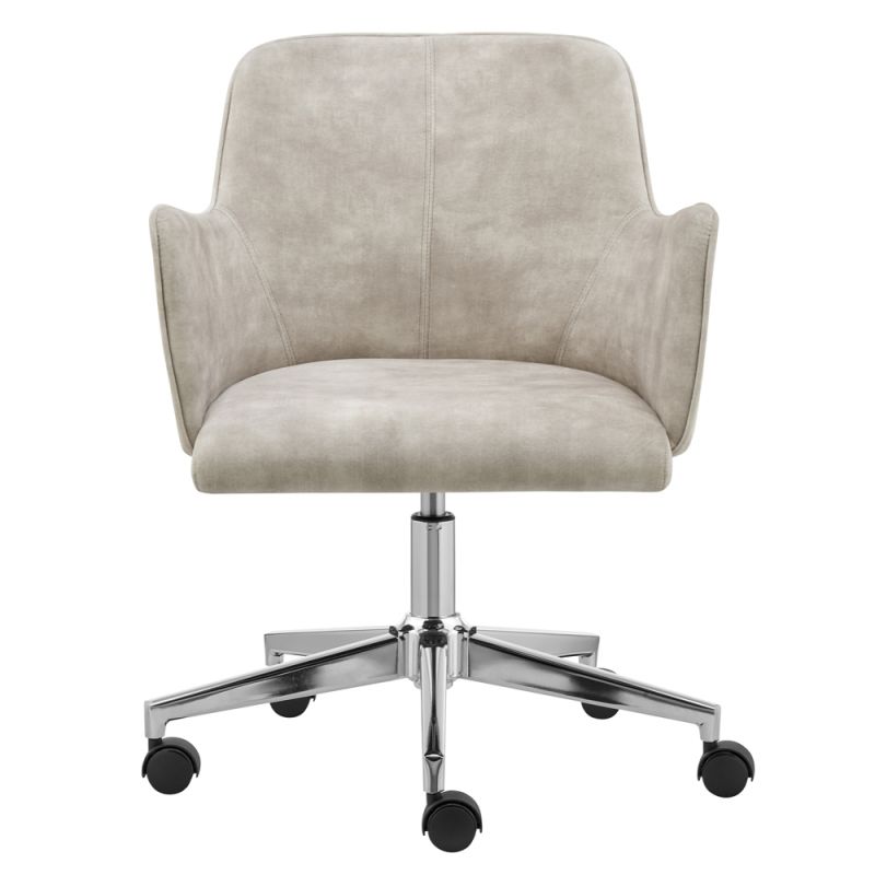 Euro Style - Sunny Pro Office Chair in Beige Velvet with Chrome Base - 29741BG
