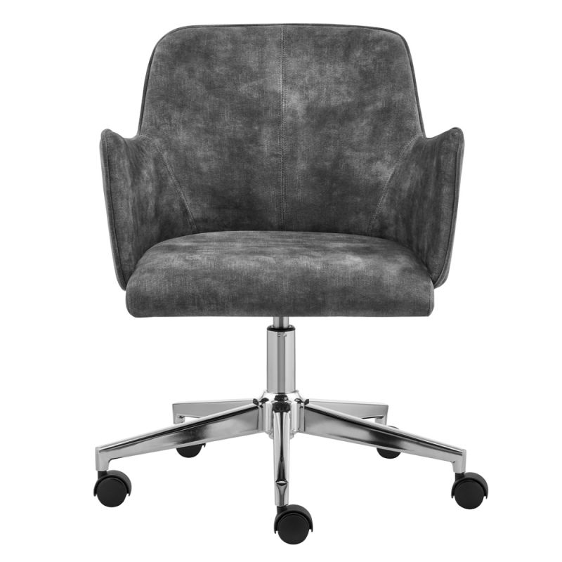 Euro Style - Sunny Pro Office Chair in Gray Velvet with Chrome Base - 29741GRY