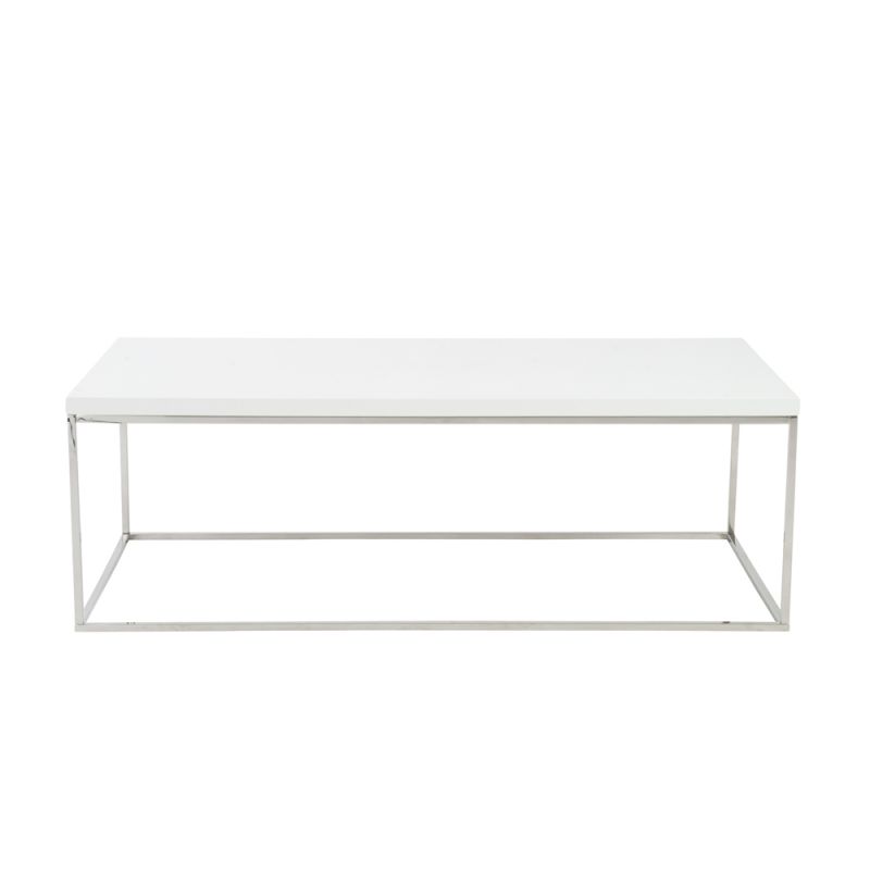 Euro Style - Teresa Rectangle Coffee Table in White with Polished Stainless Steel Base - 09801WHT