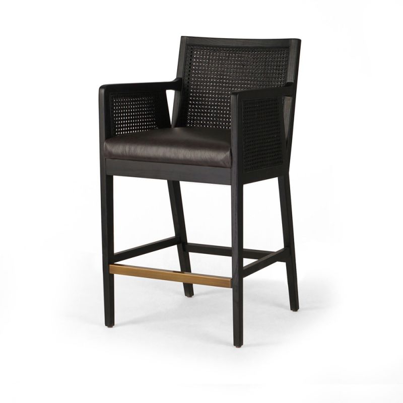 Four Hands - Antonia Cane Bar + Counter Stool - Sonoma Black - 109035-021