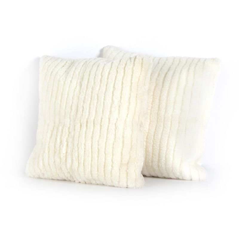 Four Hands - Banded Sheepskin Pillow - Cream Banded Sheepskin (Set of 2) - 20