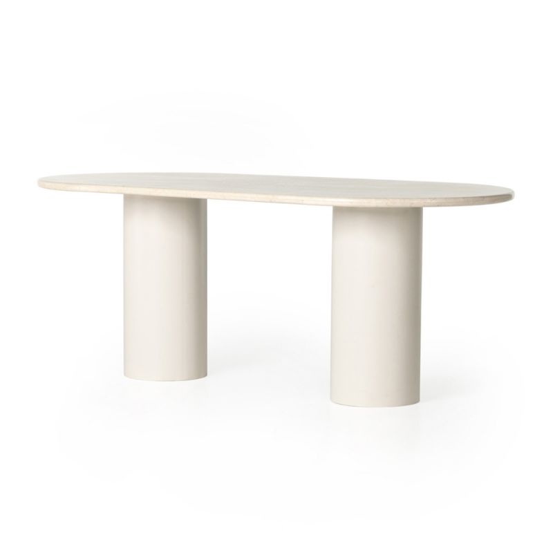 Four Hands - Belle Oval Dining Table - Cream Marble - 229499-001