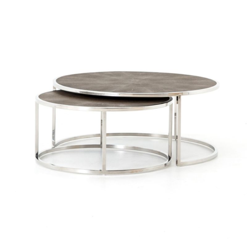 Four Hands - Shagreen Nesting Coffee Table - Stainless - VBEN-018B