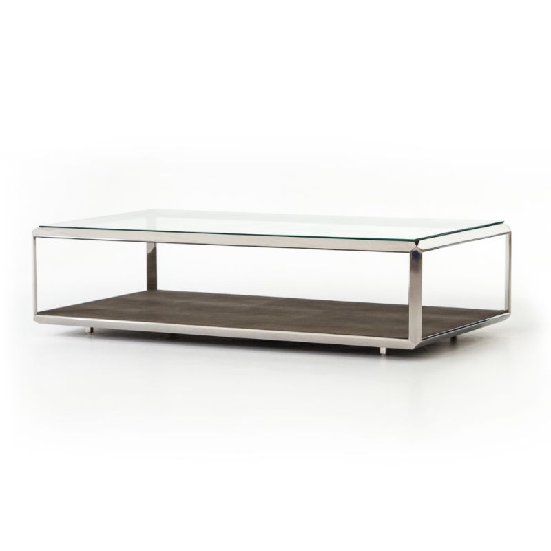 Four Hands - Shagreen Shadow Box Coffee Table - Steel - VBEN-016