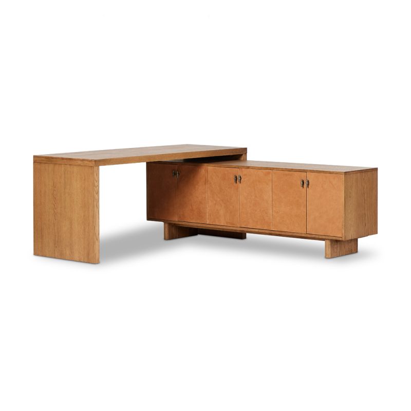 Four Hands - Bolton - Posada L-Shaped Desk-Amber Oak Veneer - 237442-001