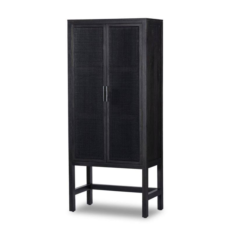 Four Hands - Caprice Narrow Cabinet - Black Natural Cane - 225960-003