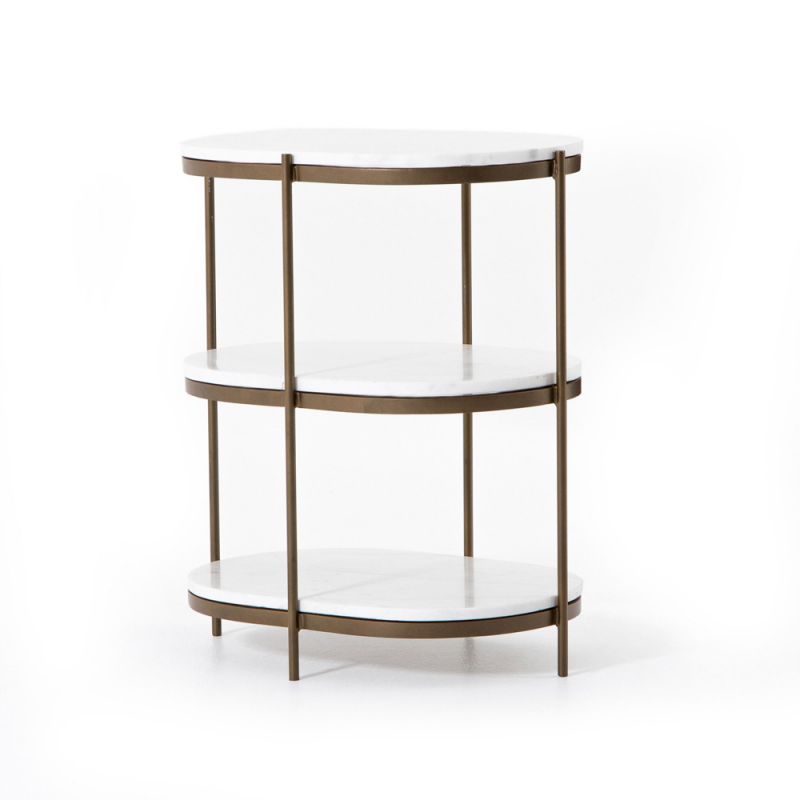 Four Hands - Felix Oval Nightstand - Polished White Marble - IMAR-259