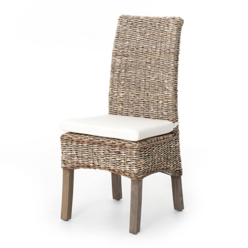 Four Hands - Banana Leaf Chair with Cushion - Grey Wash - JCHR-B1G-GRY