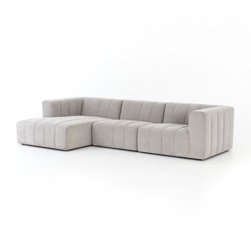 Four Hands - Langham Channelled 3 Piece Sectional - Laf Chaise - CGRY-001-320-S5