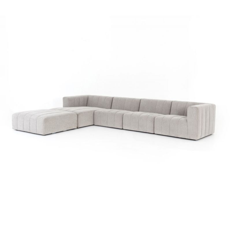 Four Hands - Langham Channelled 4 Piece Laf Sectional with Ottoman - CGRY-001-320-S6