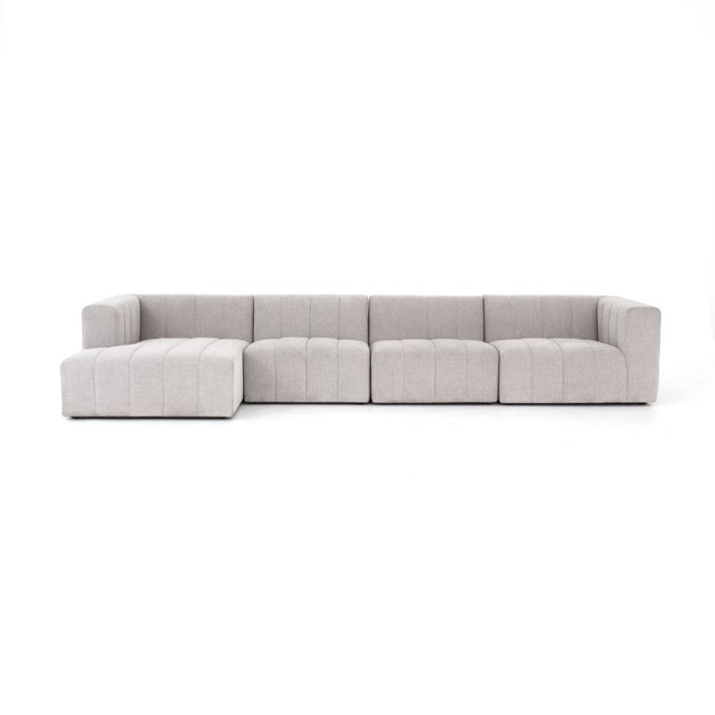 Four Hands - Langham Channelled 4 Piece Sectional - Laf Chaise - CGRY-001-320-S3