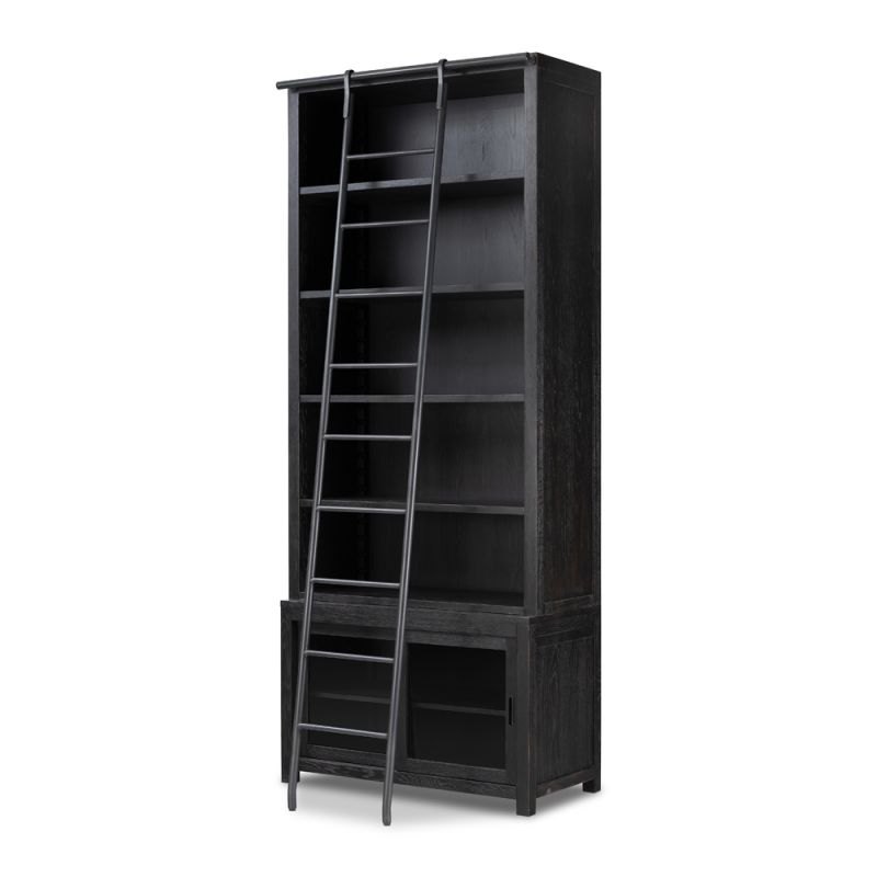 Four Hands - Haiden - Admont Bookcase And Ladder-Worn Blk - 237478-002
