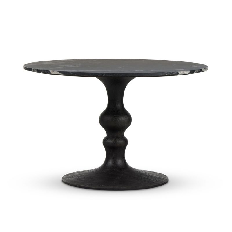 Four Hands - Harmon - Kestrel Round Dining Table - Dark Anthracite-Black Marble - 235915-002