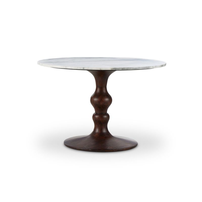 Four Hands - Harmon - Kestrel Round Dining Table - Dark Brown Acacia - White Marble - 235915-001