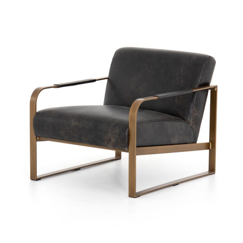 Four Hands - Jules Leather Chair - Rialto Ebony - CIRD-26042-482