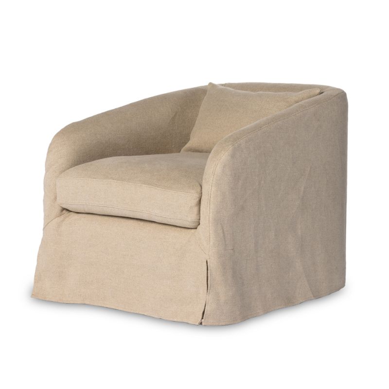 Four Hands - Kensington - Topanga Slipcover Swivel Chair-Flax - 238314-001