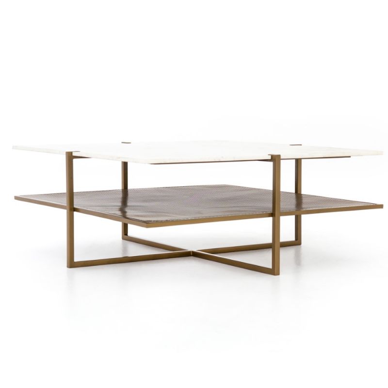 Four Hands - Olivia Square Coffee Table - Antique Brass - IMAR-189