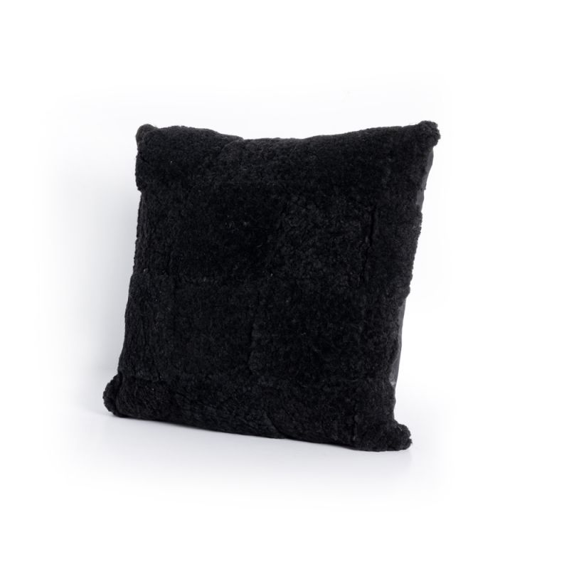 Four Hands - Mateo - Patchwork Shearing Pillow-Ebony-20x20 - 232264-003