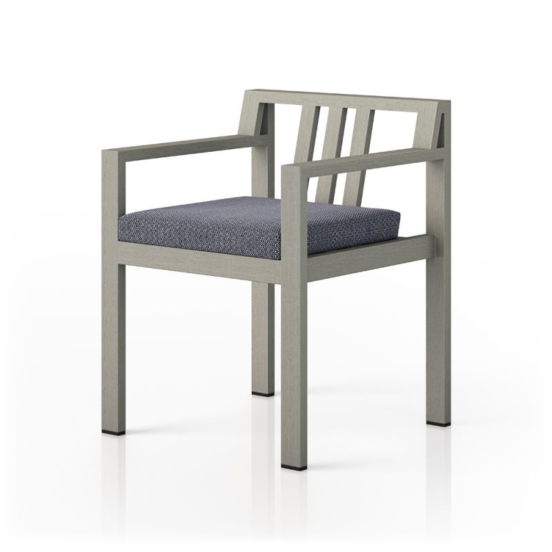 Four Hands - Monterey Outdoor Dining Armchair - Weathered Grey - FSC - Faye Navy - 226831-010