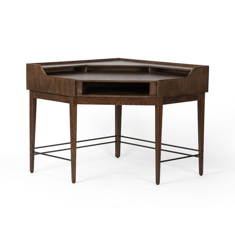 Four Hands - Moreau Modular Corner Desk - Dark Toasted Oak - Aged Black - Dark Toasted Oak Veneer - 226472-001