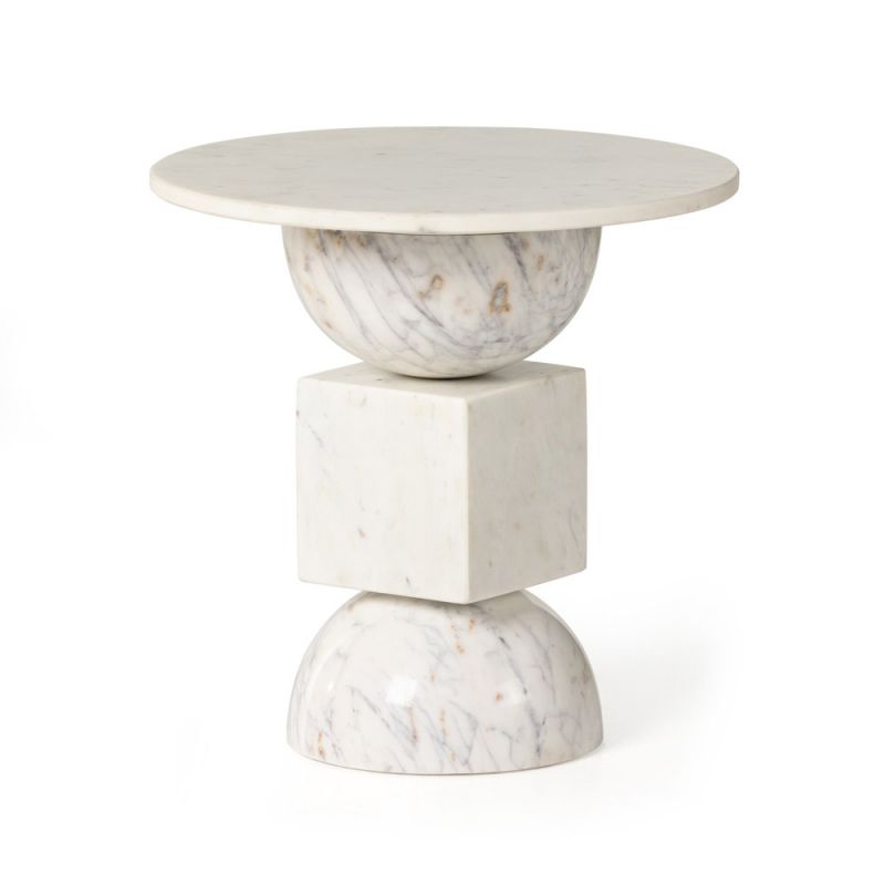 Four Hands - Neda End Table - Polished White Marble - 228902-003