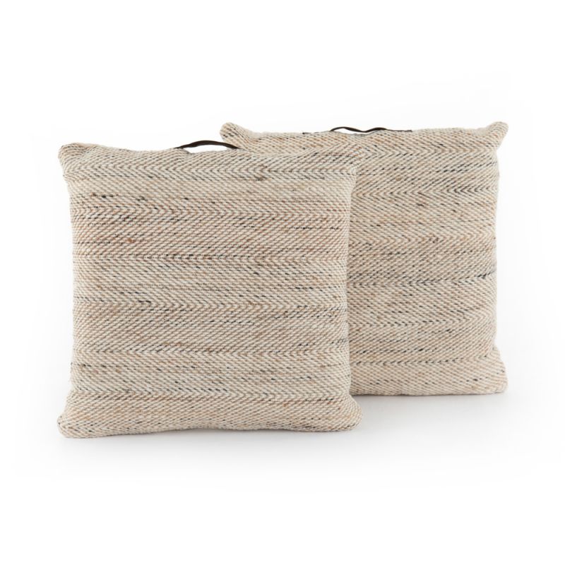 Four Hands - Neema Pouf - Set - Heathered Wool - Natural - 108797-001