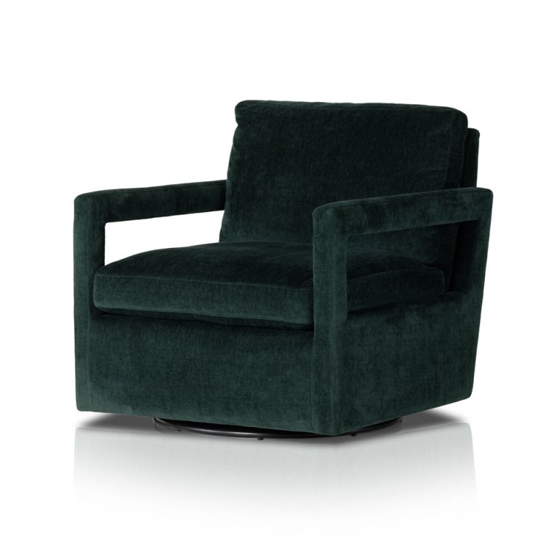 Four Hands - Olson Swivel Chair - Emerald Worn Velvet - 236092-001