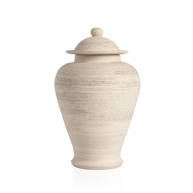 Four Hands - Pima Jar With Lid - Distressed Cream - 231381-001