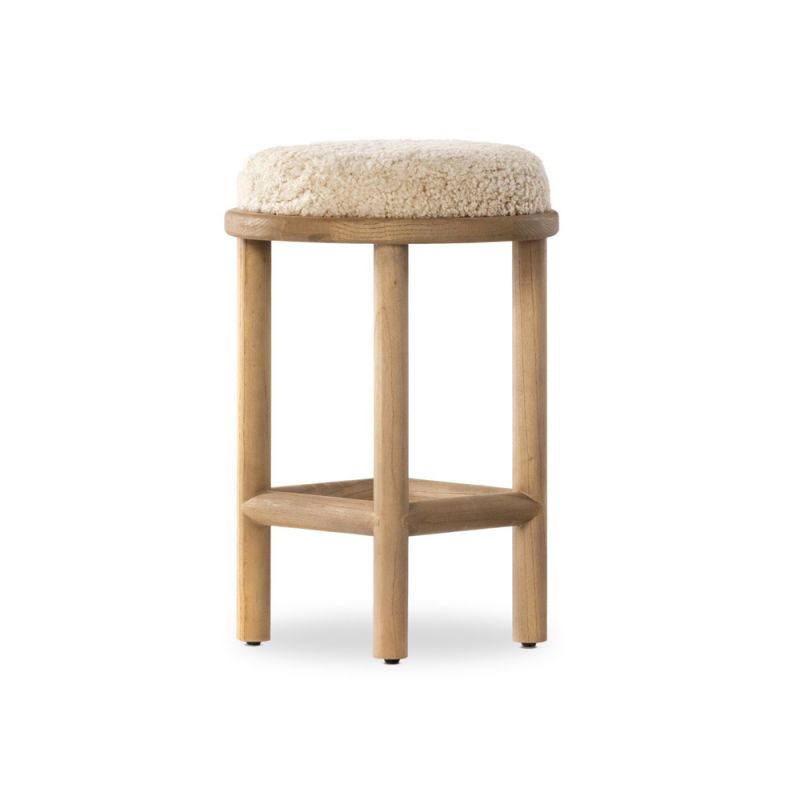 Four Hands - Saldino Stool - Beige Shearling - 228599-003