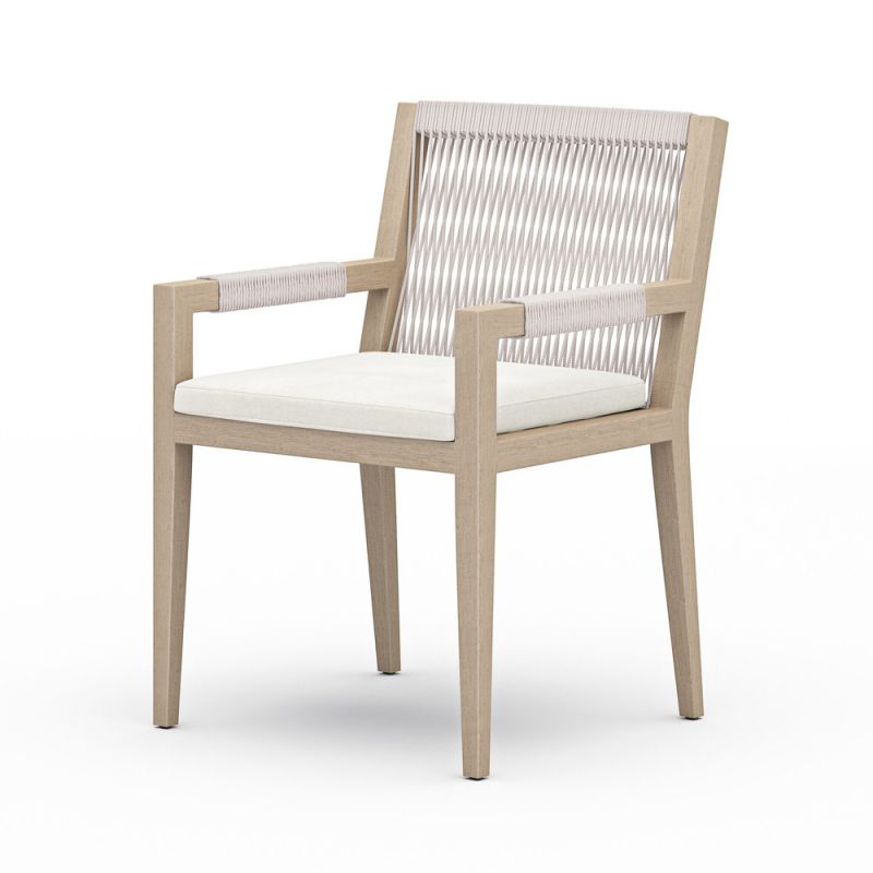 Four Hands - Sherwood Outdoor Dining Armchair, Washed Brown - Venao Ivory - 223831-011