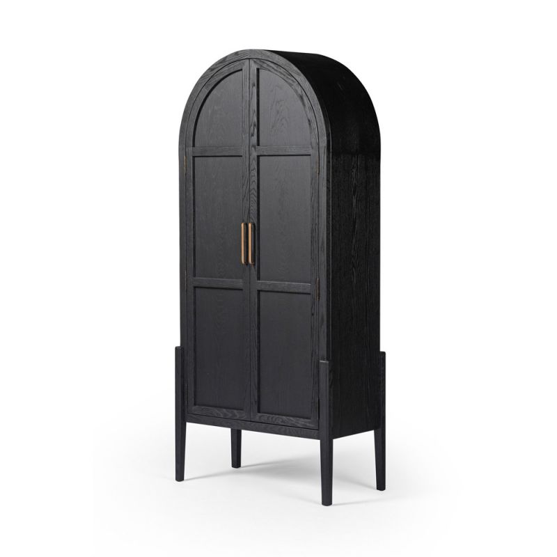 Four Hands - Tolle Panel Door Cabinet - Drifted Matte Black - 234782-001