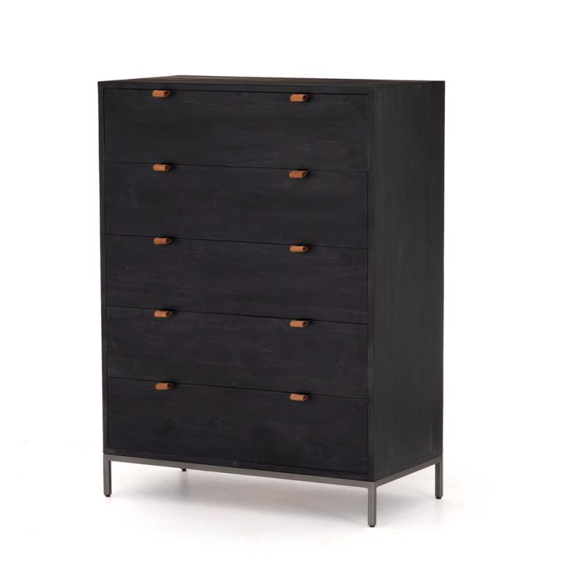 Four Hands - Trey 5 Drawer Dresser - Black Wash Poplar - 108604-002