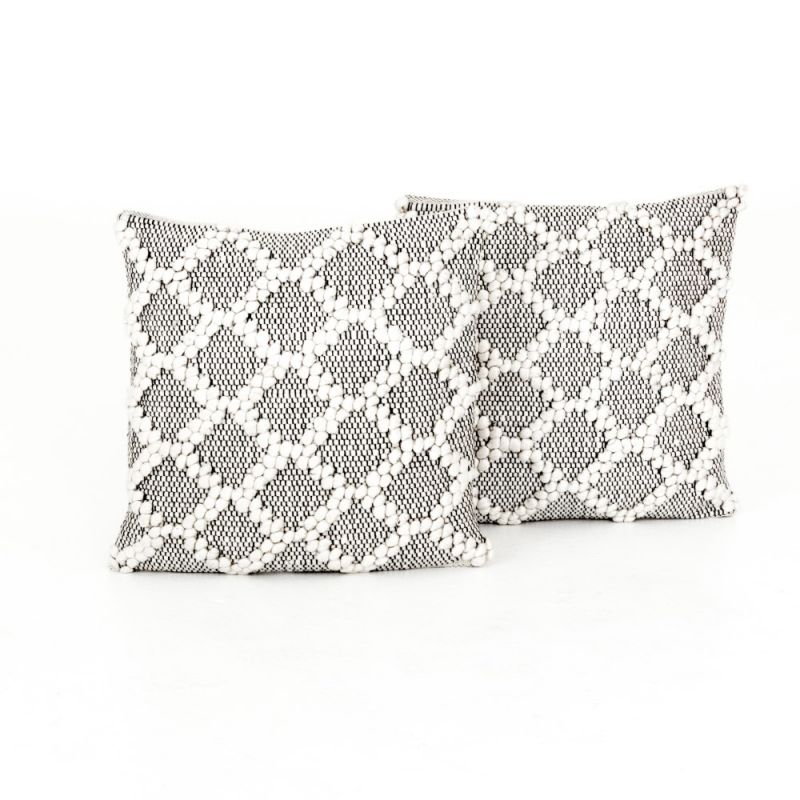 Four Hands - Black & Cream Diamond Pillow (Set of 2) - 20 - IWIL-285