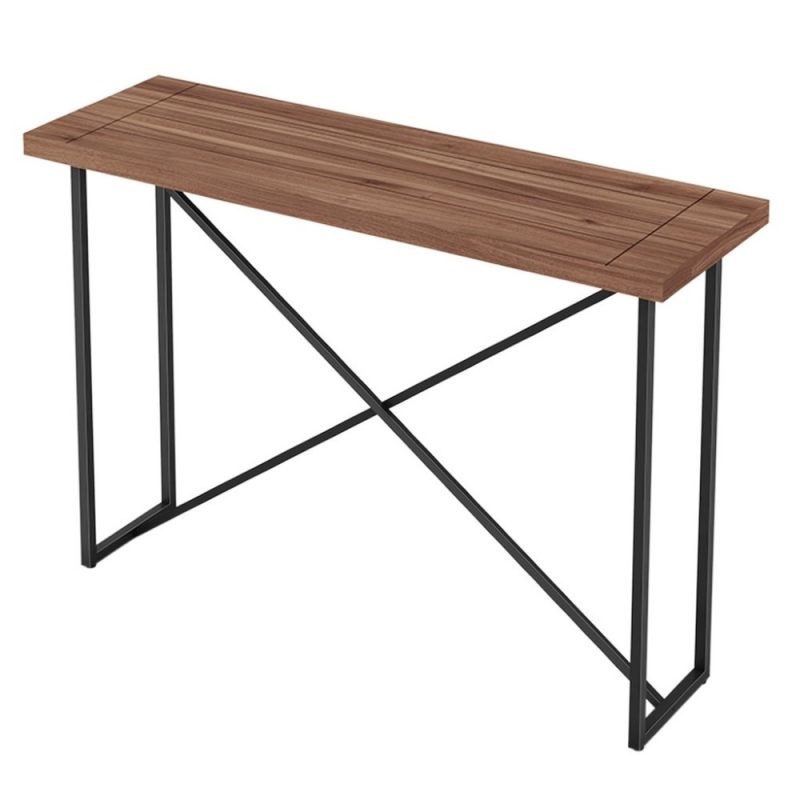 Furnitech - Signature Home - X Console Table in Walnut with Graphite Tubular Steel Base - FT48ICTW