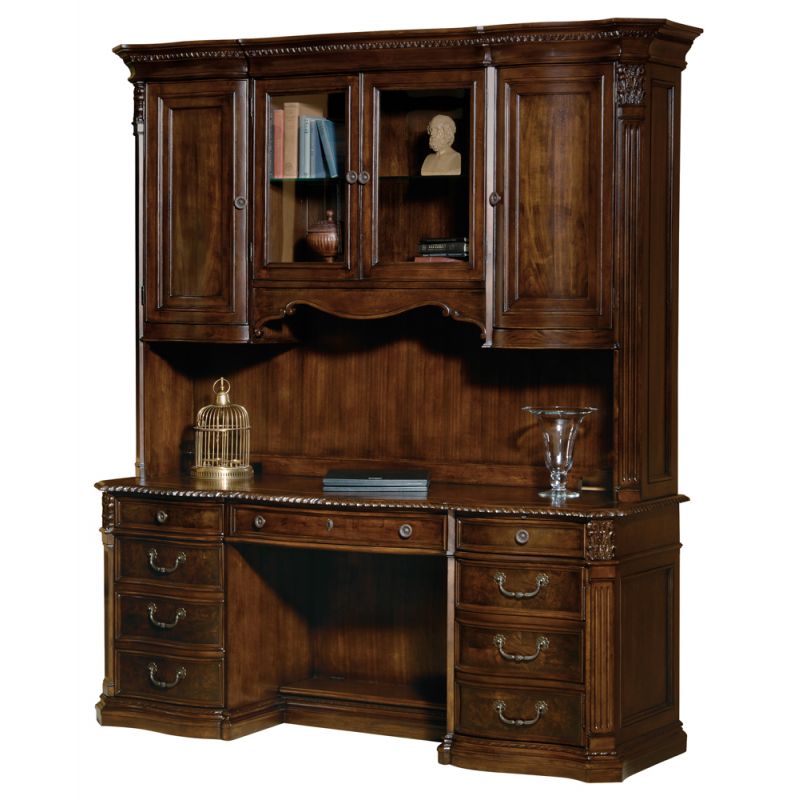 Hekman Furniture - Old World Walnut Burl - Executive Deck and Credenza - 79162_79161