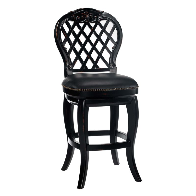 Hillsdale - Braxton Wood Counter Stool With Black Leather Seat - 61919