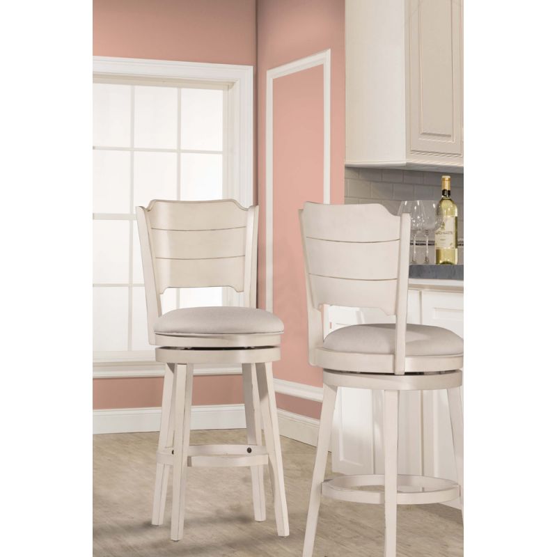 Hillsdale - Clarion Swivel Counter Stool Sea White Wood Finish - 4542-826C