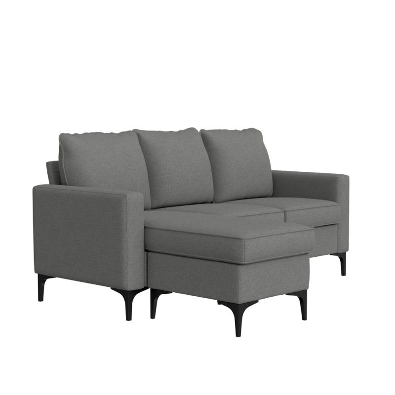 Hillsdale Furniture - Alamay Upholstered Reversable Sectional Chaise Back Deck, Seat Deck, Front Rail, Ottoman, Back Cushions, Seat Cushions And Chaise Cushion, Smoke - 9053SEC