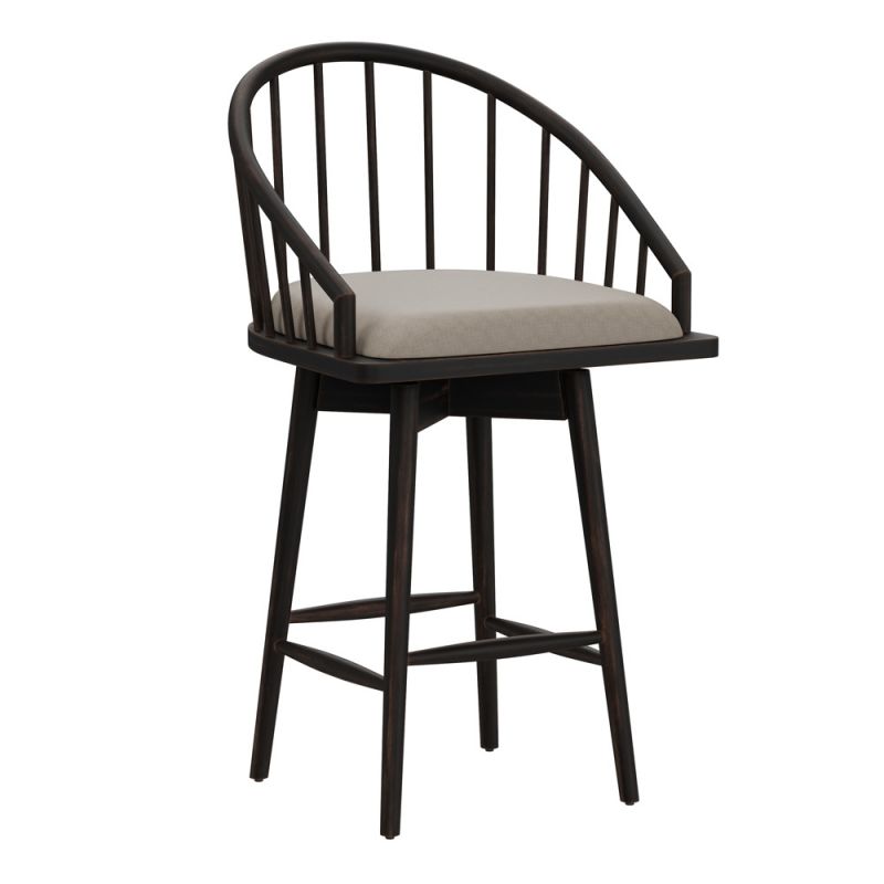 Hillsdale Furniture - Braddock Spindle Back Counter Height Memory Return Swivel Stool, Rubbed Black - 5351-826