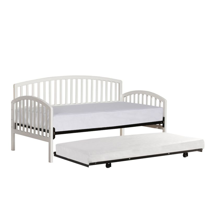 Hillsdale Furniture - Carolina Wood Twin Daybed with Roll Out Trundle, White - 1109DBLHTR