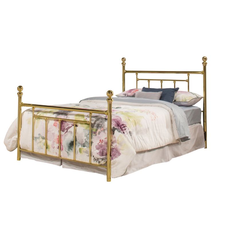 Hillsdale Furniture - Chelsea Metal King Headboard with Frame, Classic Brass - 1037HKR2