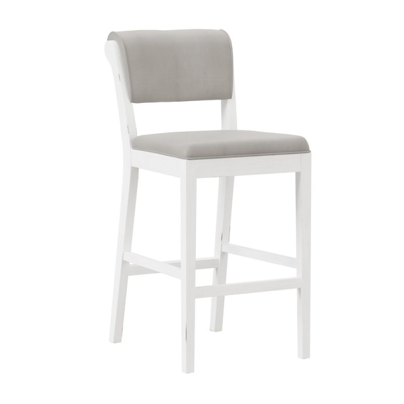 Hillsdale Furniture - Clarion Wood and Upholstered Panel Back Bar Height Stool, Sea White - 4542-839