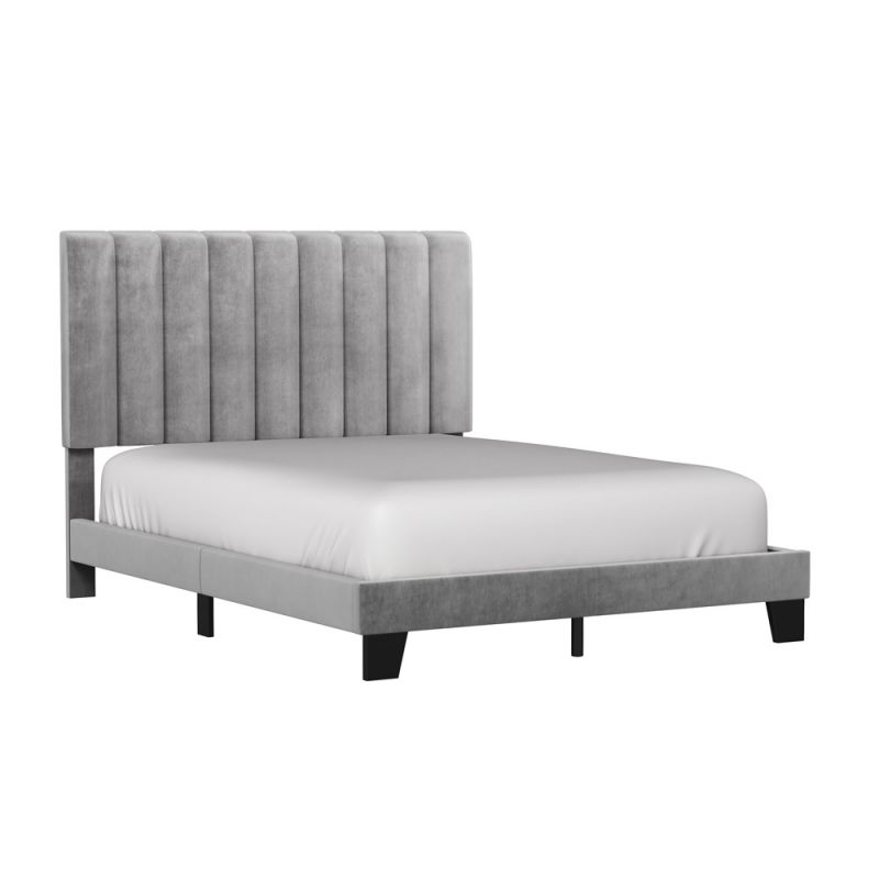 Hillsdale Furniture - Crestone Upholstered Queen Platform Bed, Silver/Gray - 2682-500