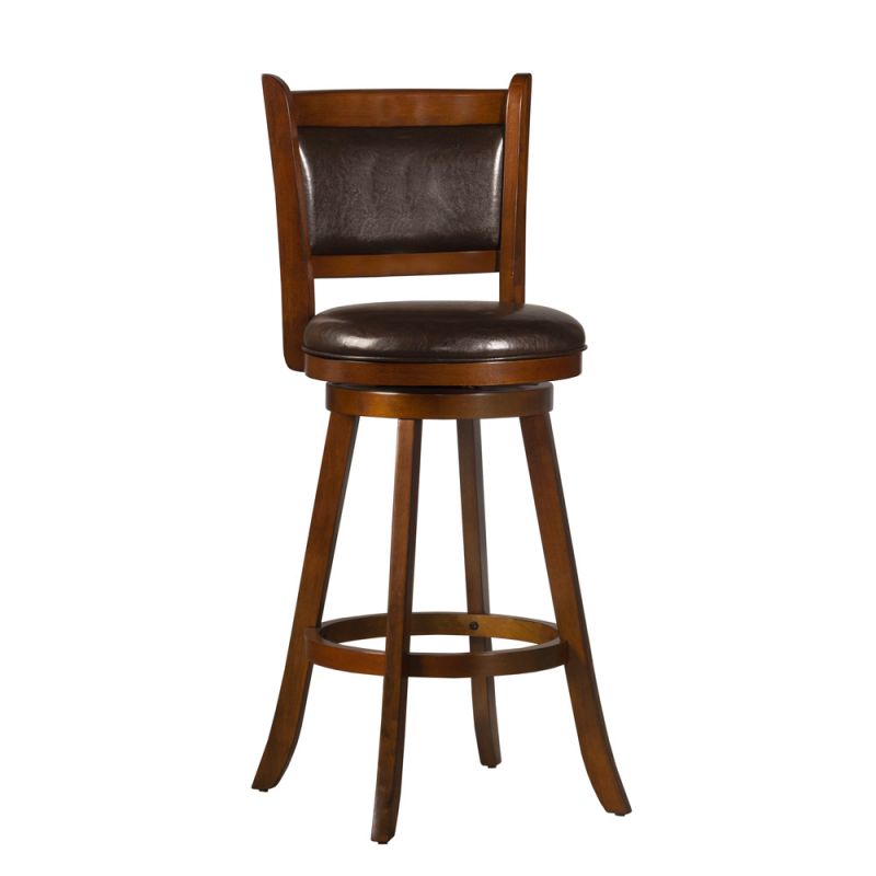 Hillsdale Furniture - Dennery Wood Bar Height Swivel Stool, Cherry with Brown Vinyl - 4472-830