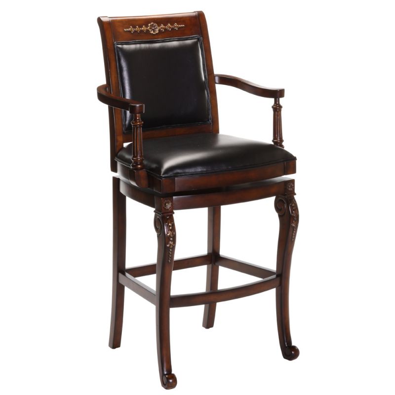 Hillsdale Furniture - Douglas Wood Counter Height Return Swivel Stool, Distressed Cherry with Gold Highlights - 61573